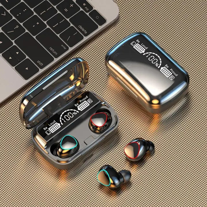 M10 TWS Wireless Earbuds – 9D Noise Reduction with LED Display & Charging Case