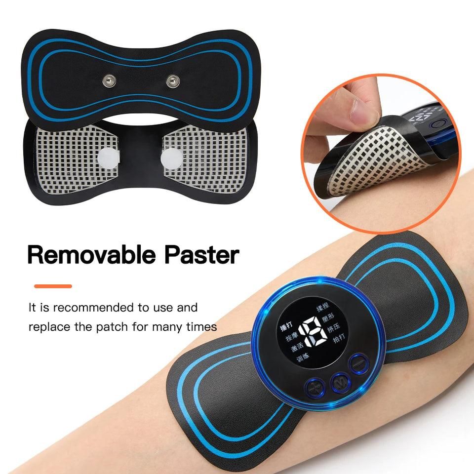 Wireless EMS muscle stimulator used on the shoulder