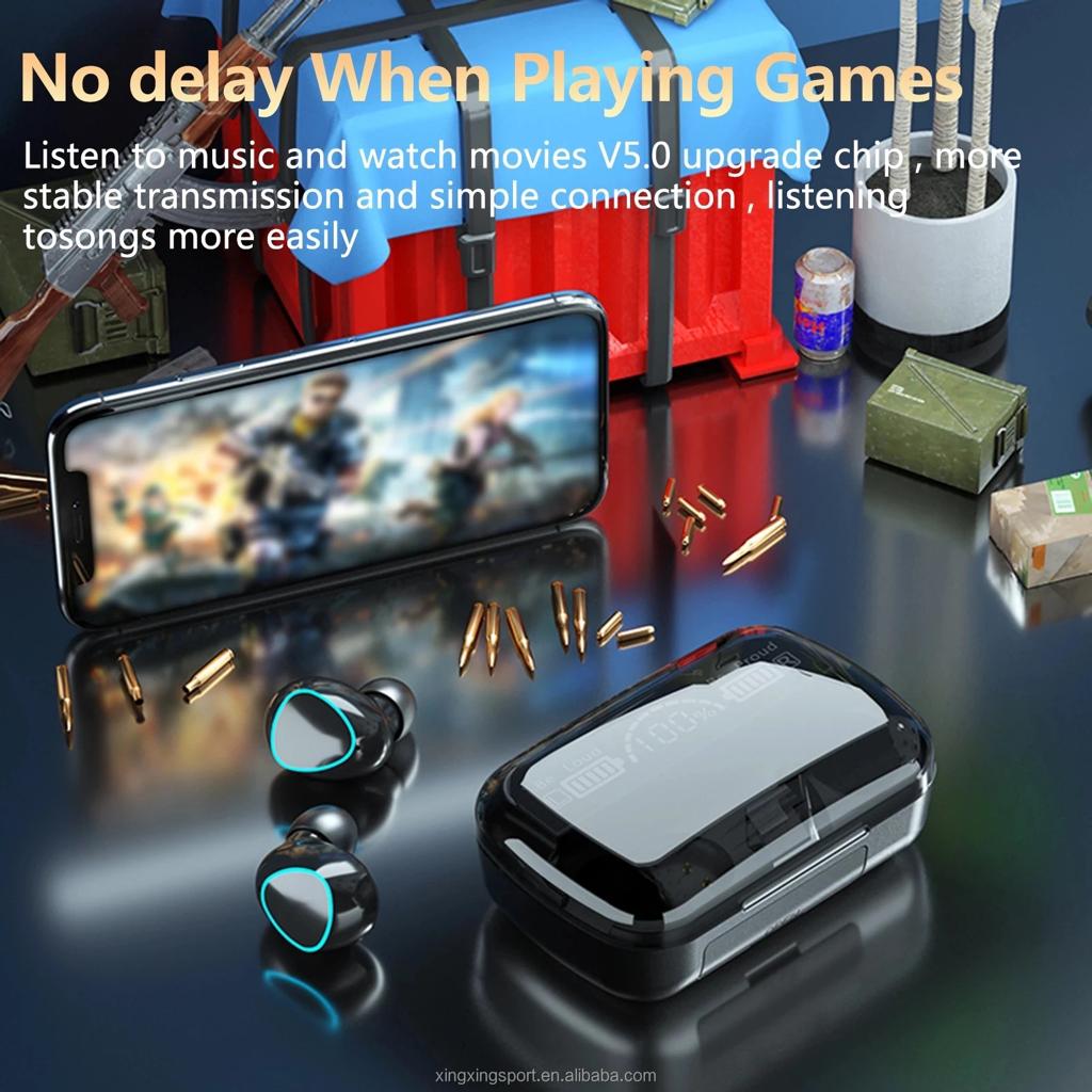 M10 TWS Wireless Earbuds – 9D Noise Reduction with LED Display & Charging Case
