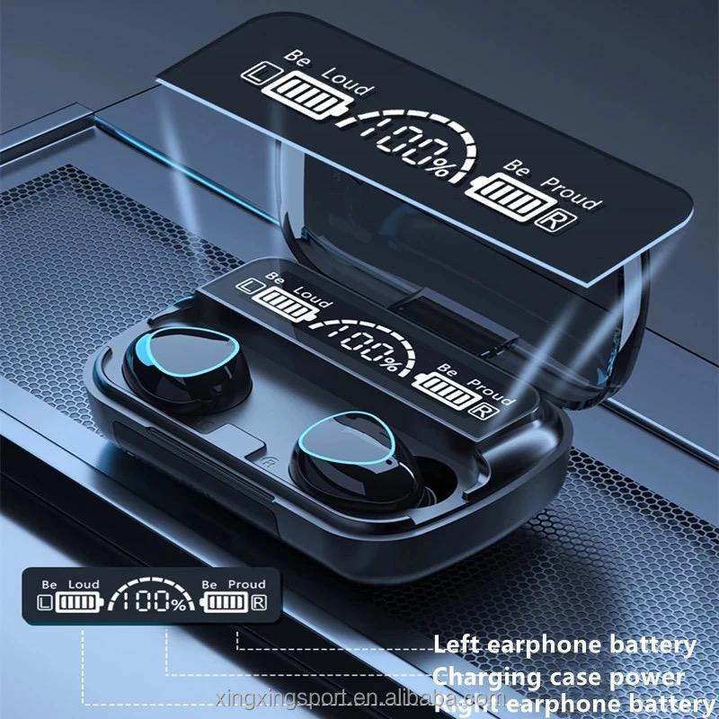 M10 TWS Wireless Earbuds – 9D Noise Reduction with LED Display & Charging Case