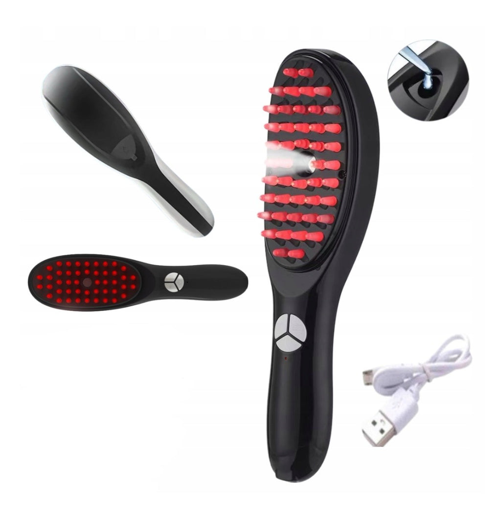 Electric Scalp Massage Comb — Blue & Red Light Therapy | Vibration | Spray | Negative Ion