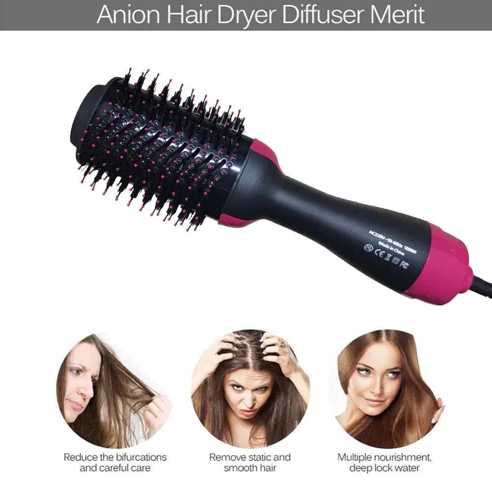 4-in-1 One Step Hot Air Brush Hair Dryer & Styler – Drying, Straightening, Volumizing & Curling Brush
