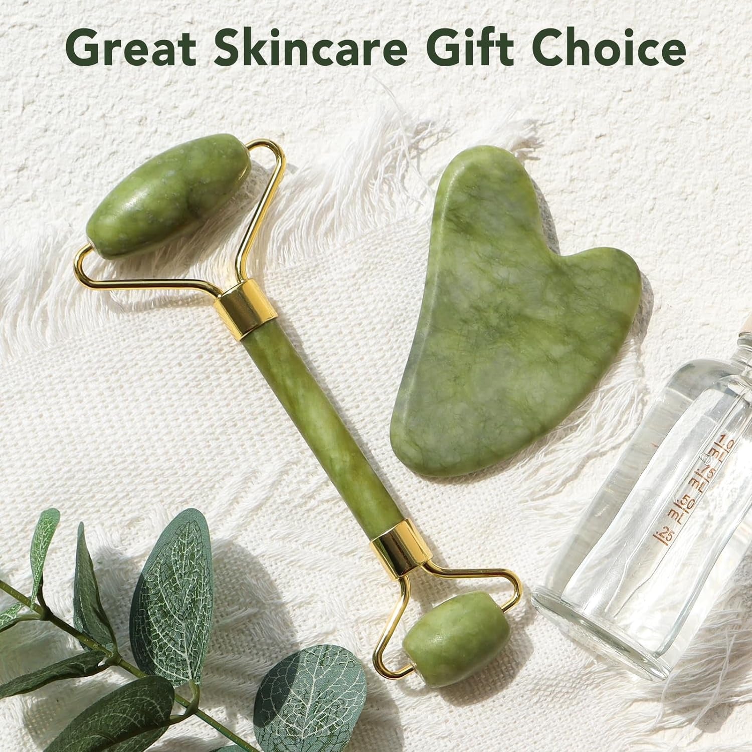 Jade Roller & Gua Sha Set — Natural Skincare Facial Massage Tool