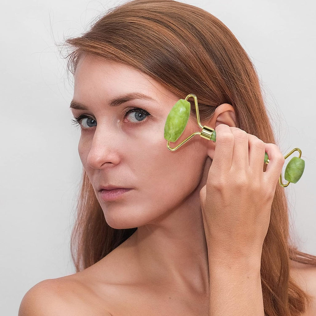 Jade Roller & Gua Sha Set — Natural Skincare Facial Massage Tool