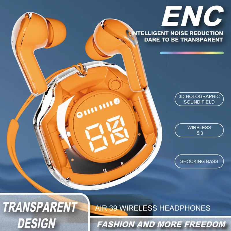 Air 39 transparent earbuds lifestyle shot