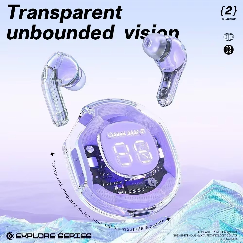 Air 39 transparent earbuds product shot