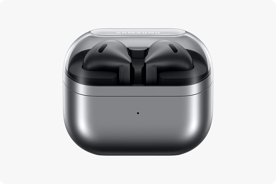 Samsung Galaxy Buds 3 Pro silver closed charging case front view