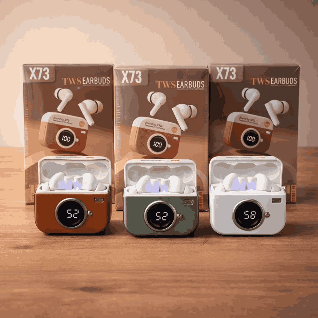 X73 TWS Wireless Earbuds – Game Box Edition | Retro Console Design with LED Battery Display