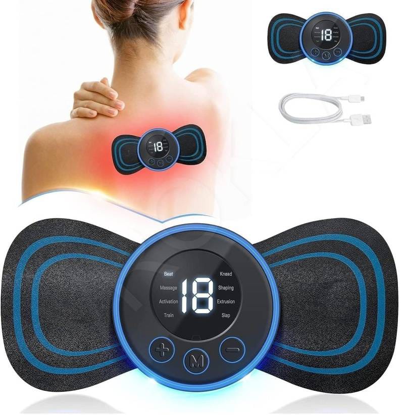 EMS muscle stimulator with reusable gel pads