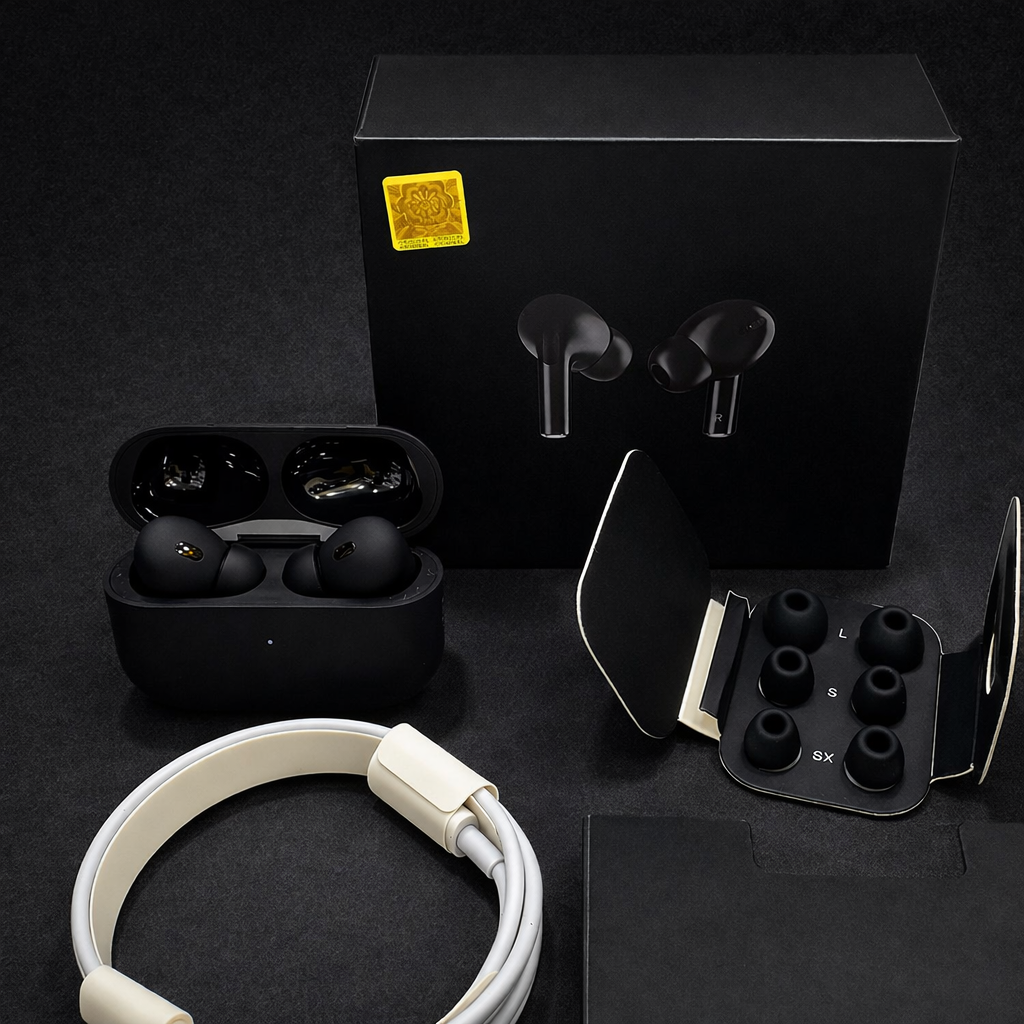 Black Pro 2 earbuds specs and features infographic