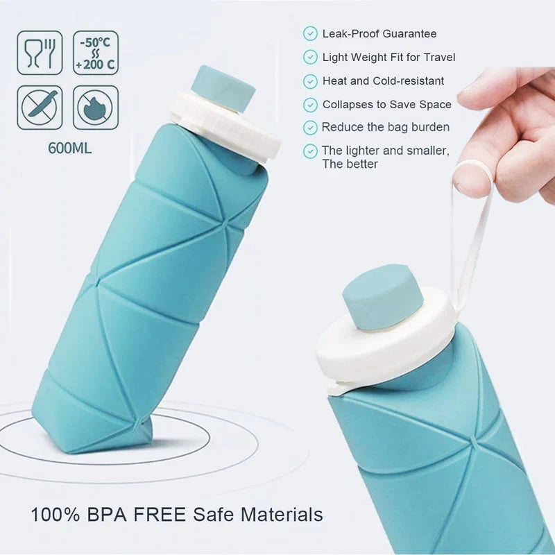 Promotional feature image of a 600ml folding water bottle