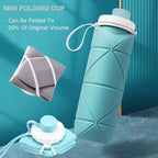 Silicone water bottle in full-size and compact folded forms