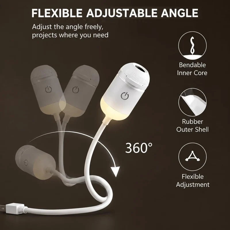Mini USB Galaxy Projector & Warm Night Light with 6 Slides
