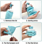 Step-by-step demonstration of collapsing the silicone water bottle