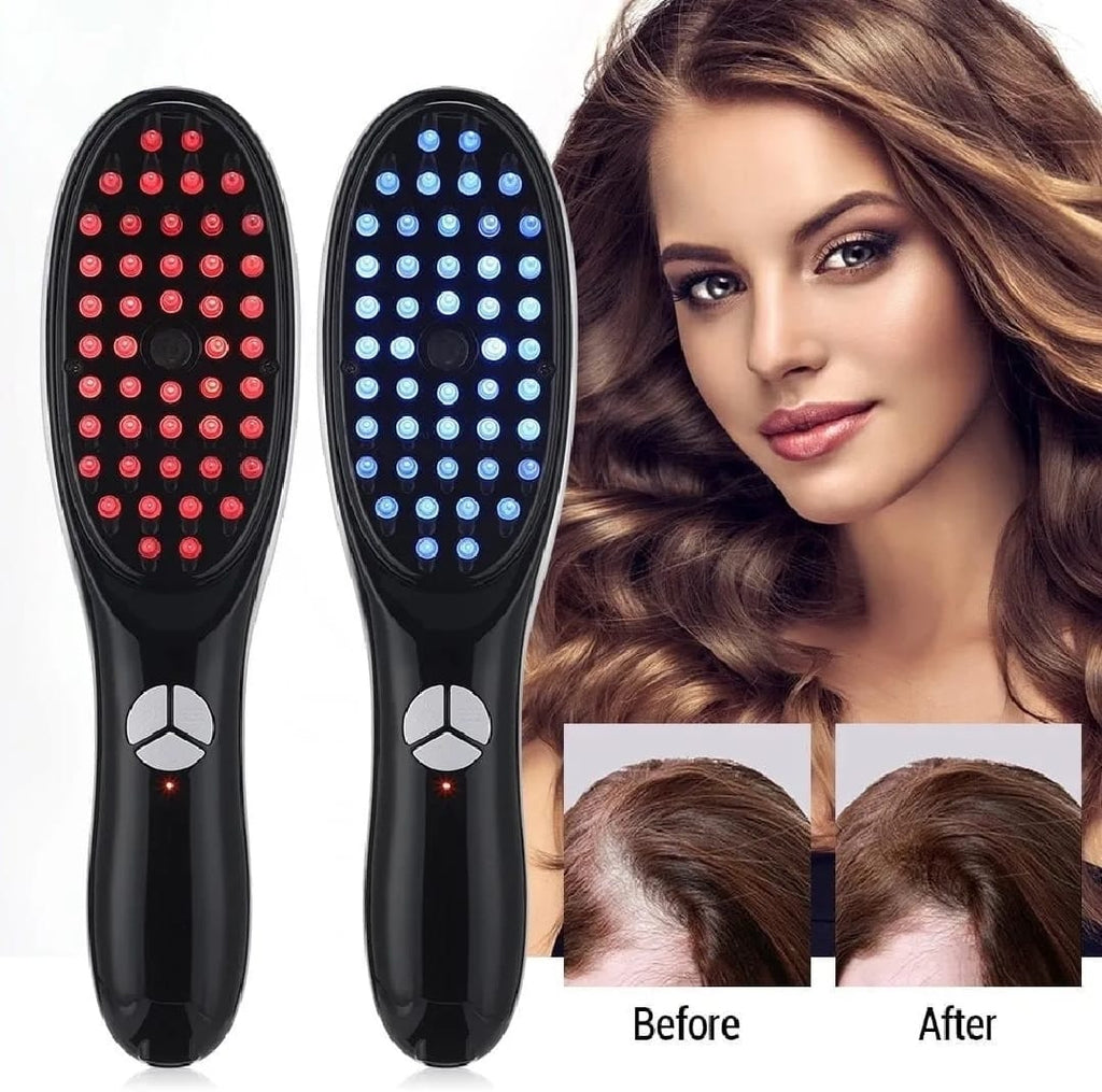 Electric Scalp Massage Comb — Blue & Red Light Therapy | Vibration | Spray | Negative Ion