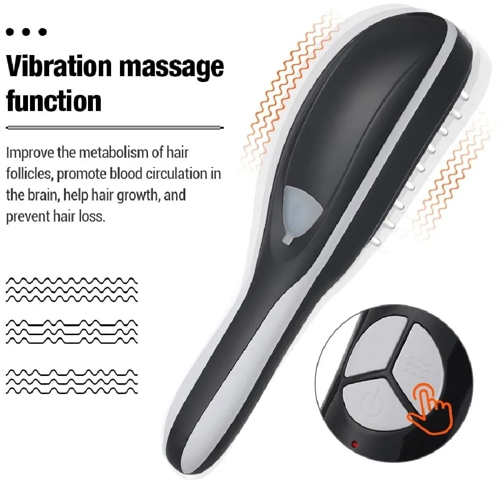 Electric Scalp Massage Comb — Blue & Red Light Therapy | Vibration | Spray | Negative Ion