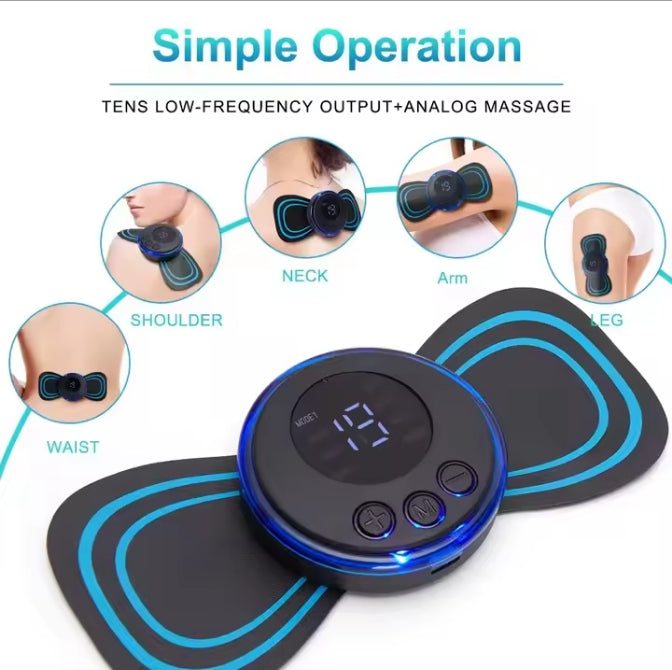 Portable EMS Mini Massager Patch — Instant Pain Relief for Neck, Back & Full Body