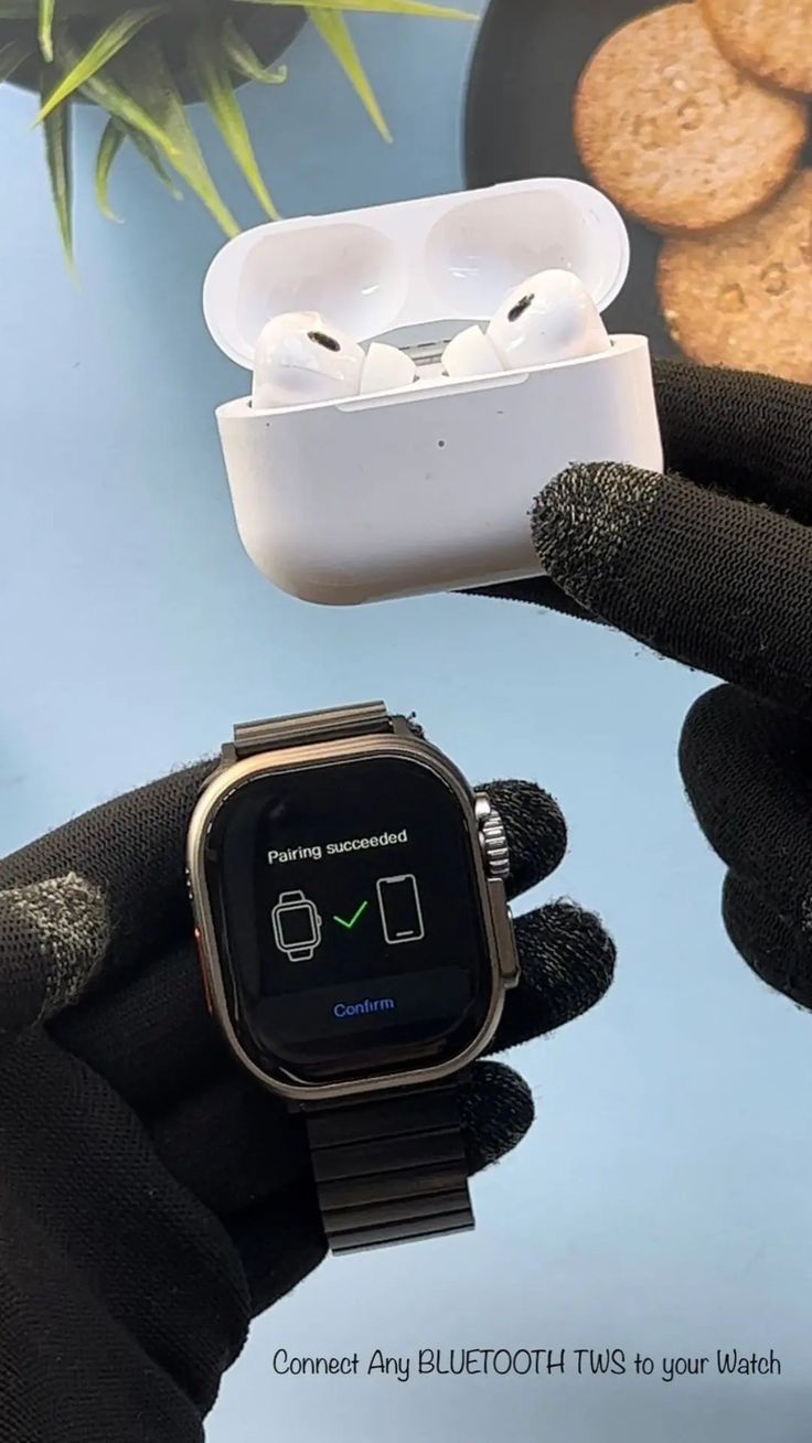 I20 Ultra Max smartwatch pairing with Bluetooth earbuds