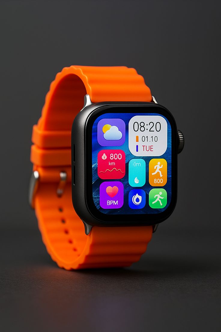 I20 Ultra Max smart watch with orange strap