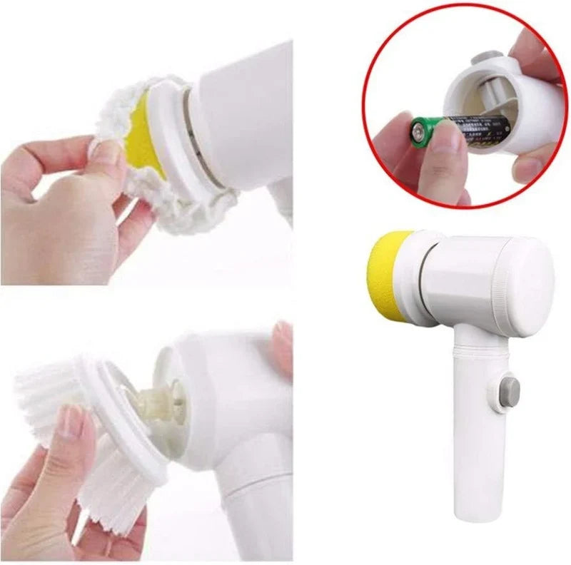 Electric brush attachment changes and battery compartment