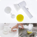 Electric cleaning brush attachments and household cleaning demonstrations