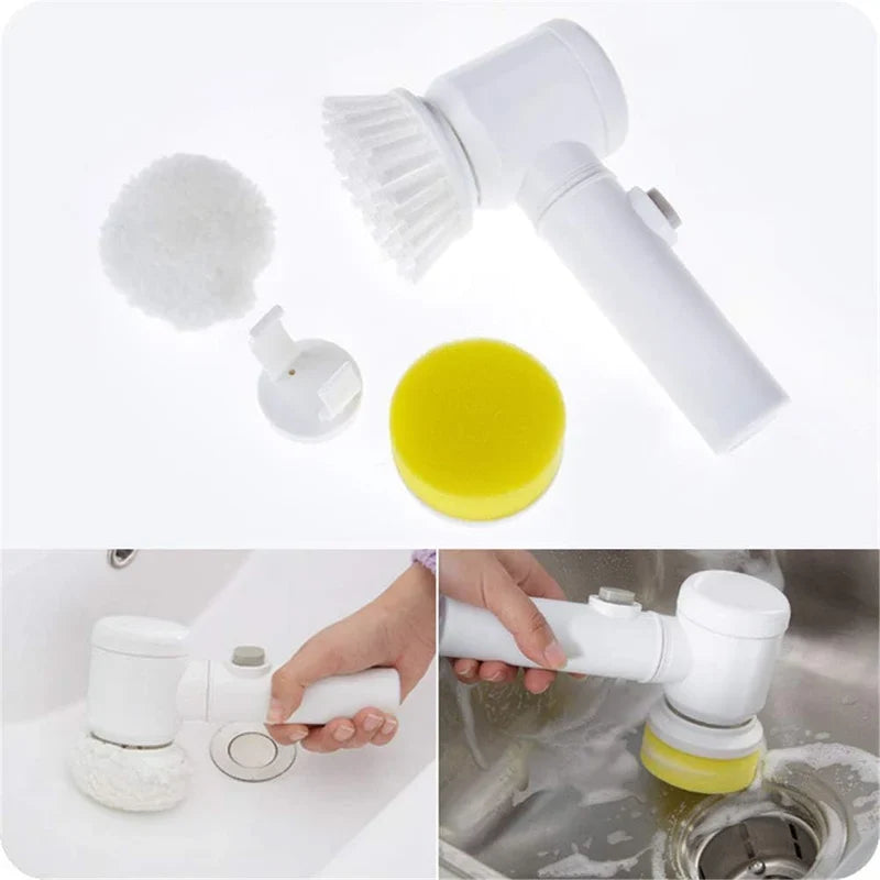 Electric cleaning brush attachments and household cleaning demonstrations