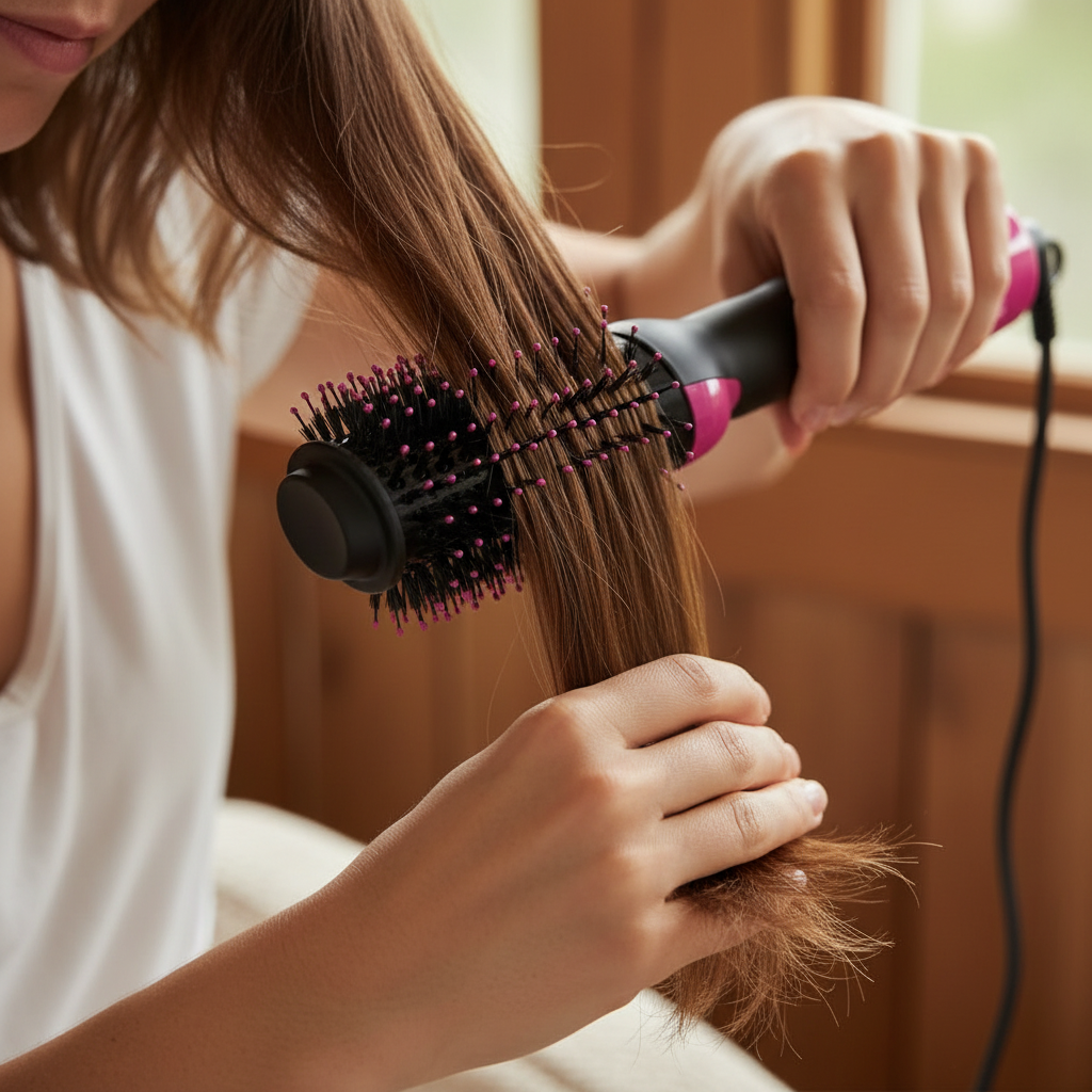 4-in-1 One Step Hot Air Brush Hair Dryer & Styler – Drying, Straightening, Volumizing & Curling Brush