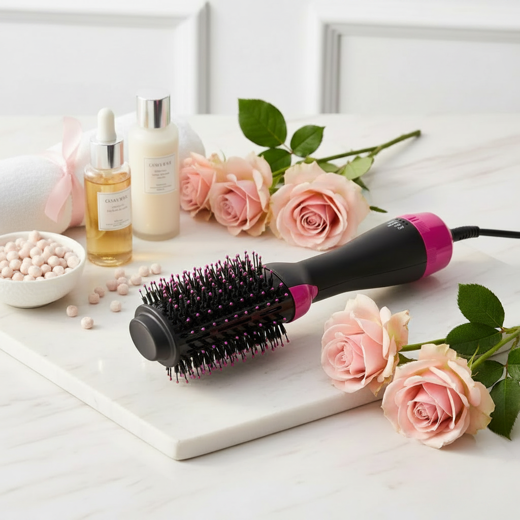 4-in-1 One Step Hot Air Brush Hair Dryer & Styler – Drying, Straightening, Volumizing & Curling Brush