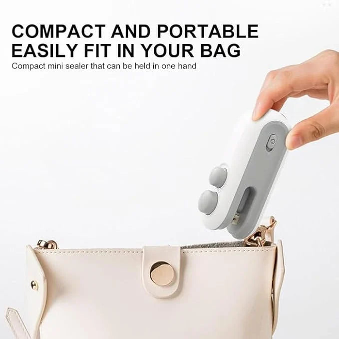 Mini bag sealer fitting inside a handbag