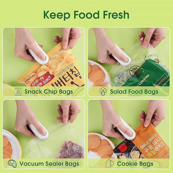 Portable heat sealer demonstrated on snack and food bags