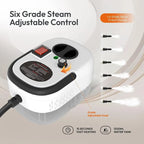 Steam cleaner showing six adjustable steam levels and 1200ml tank